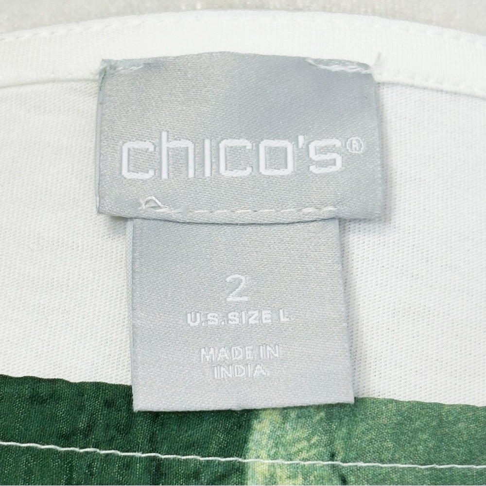 Chico's White Colorful Floral Sequin Beaded Mixed Media Top Large - Picture 4 of 16